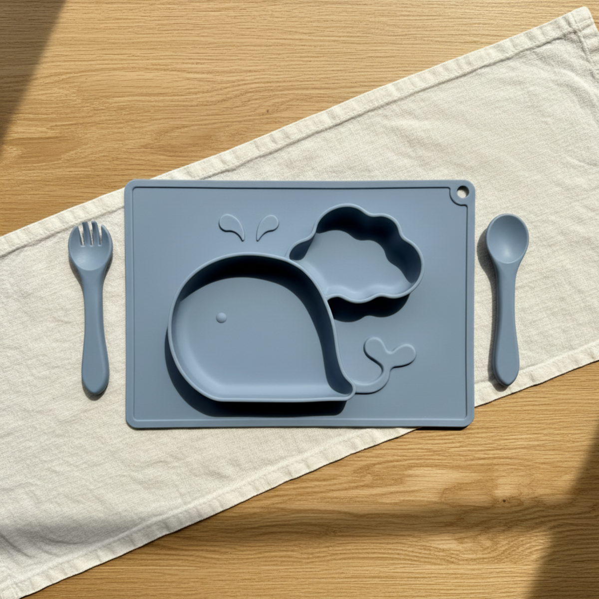 Meal Time Set | Soft Silicone Meal Plate with Animal Shapes for Kids