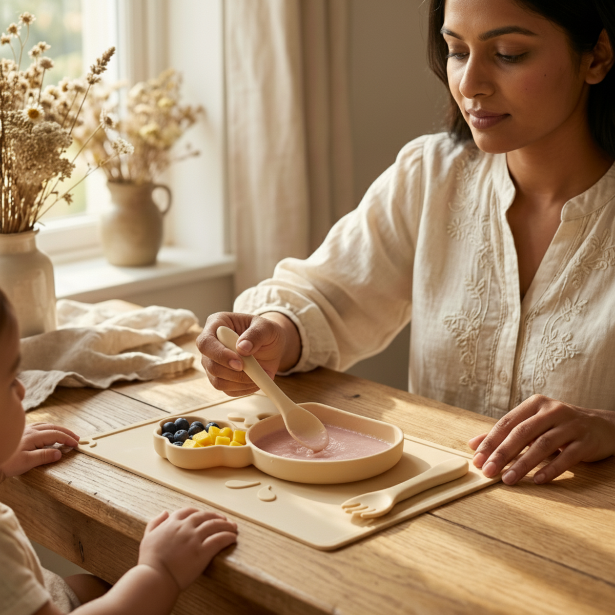Meal Time Set | Soft Silicone Meal Plate with Animal Shapes for Kids