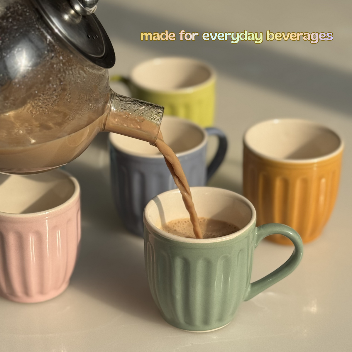 Ribbed Ceramic Pastel Cups