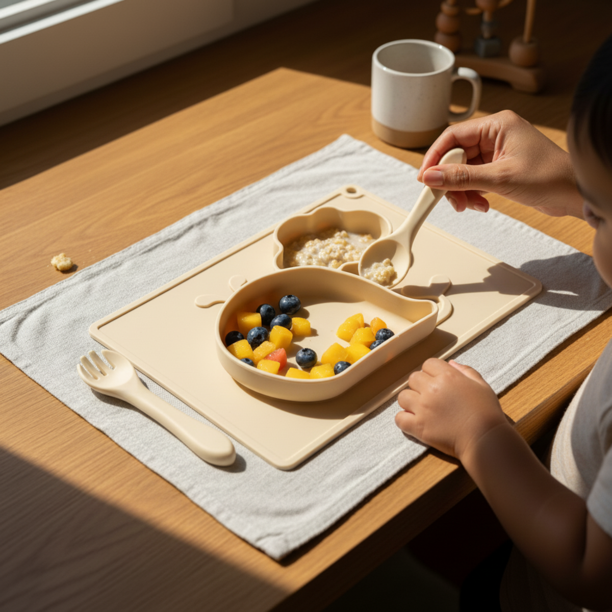 Meal Time Set | Soft Silicone Meal Plate with Animal Shapes for Kids