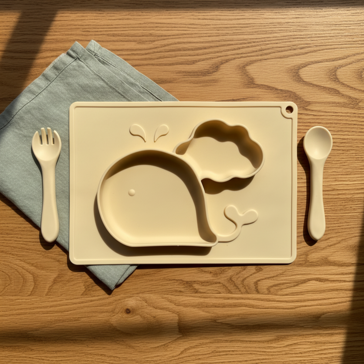 Meal Time Set | Soft Silicone Meal Plate with Animal Shapes for Kids