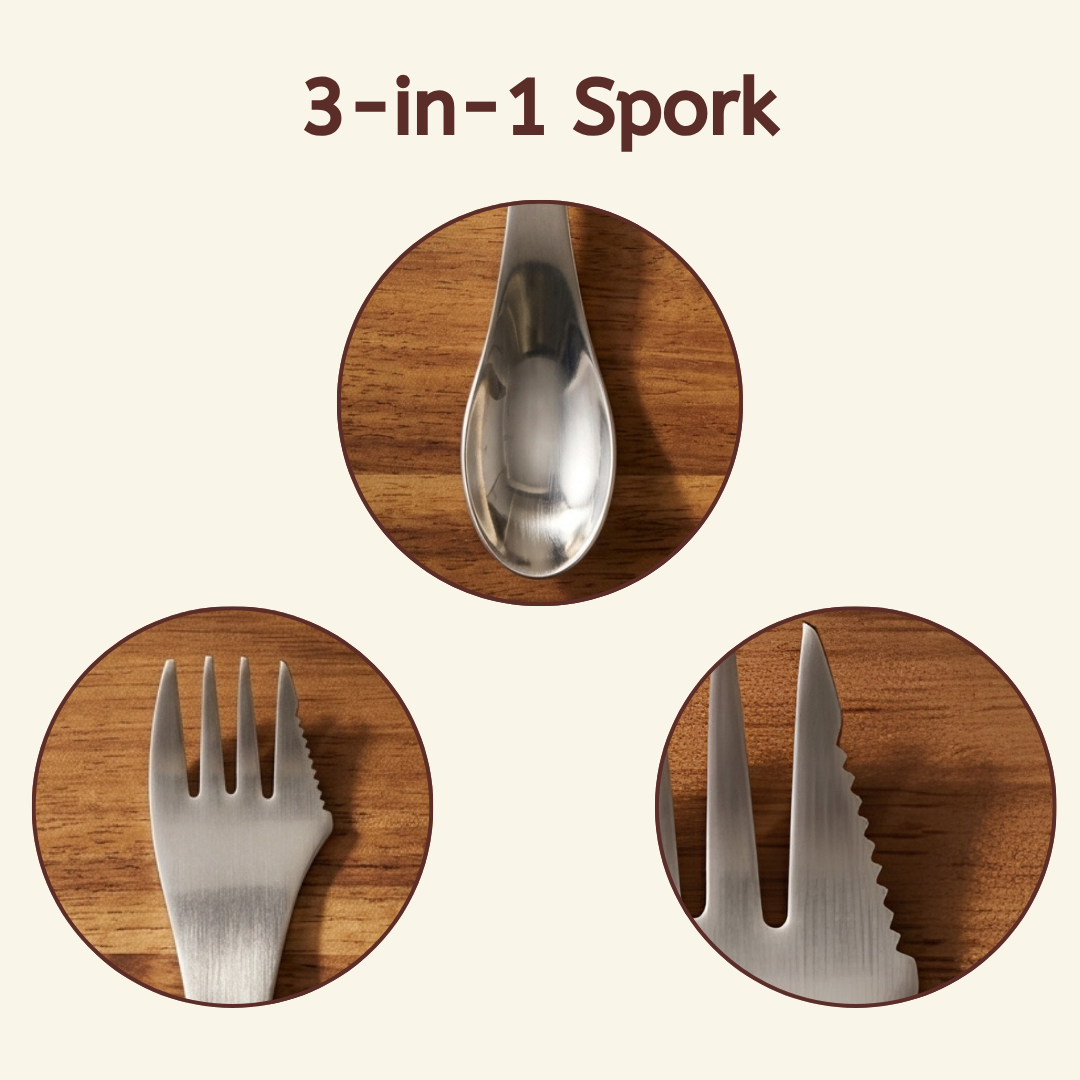 3-in-1 Stainless Steel Spork & Butter Knife | Spoon & Fork