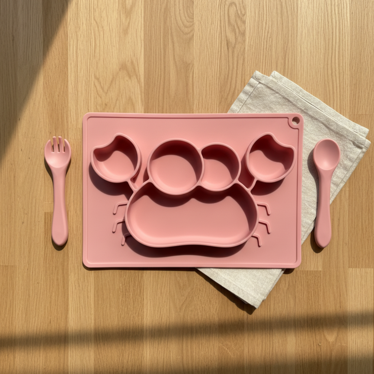Meal Time Set | Soft Silicone Meal Plate with Animal Shapes for Kids