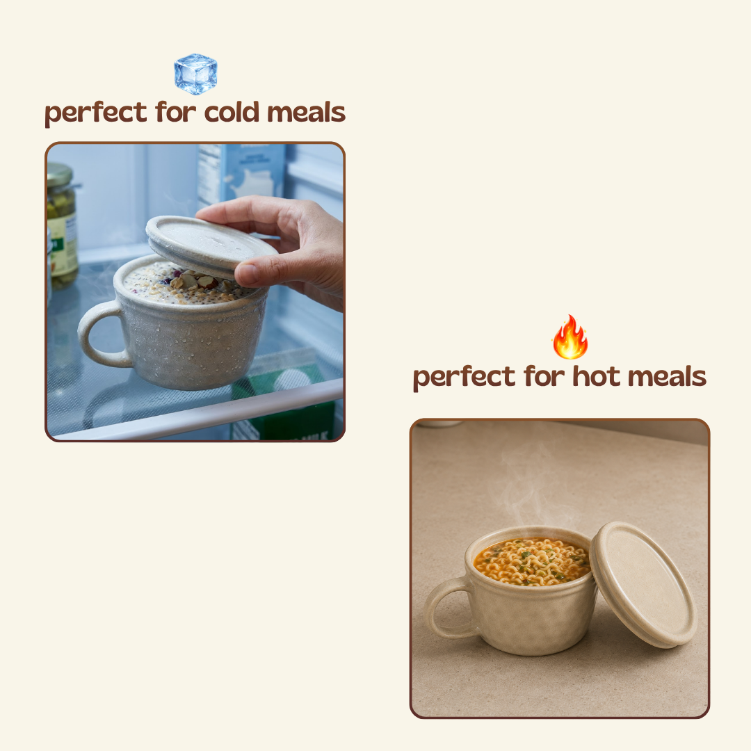 Ceramic Soup Cup with Multi-functional Lid & Saucer