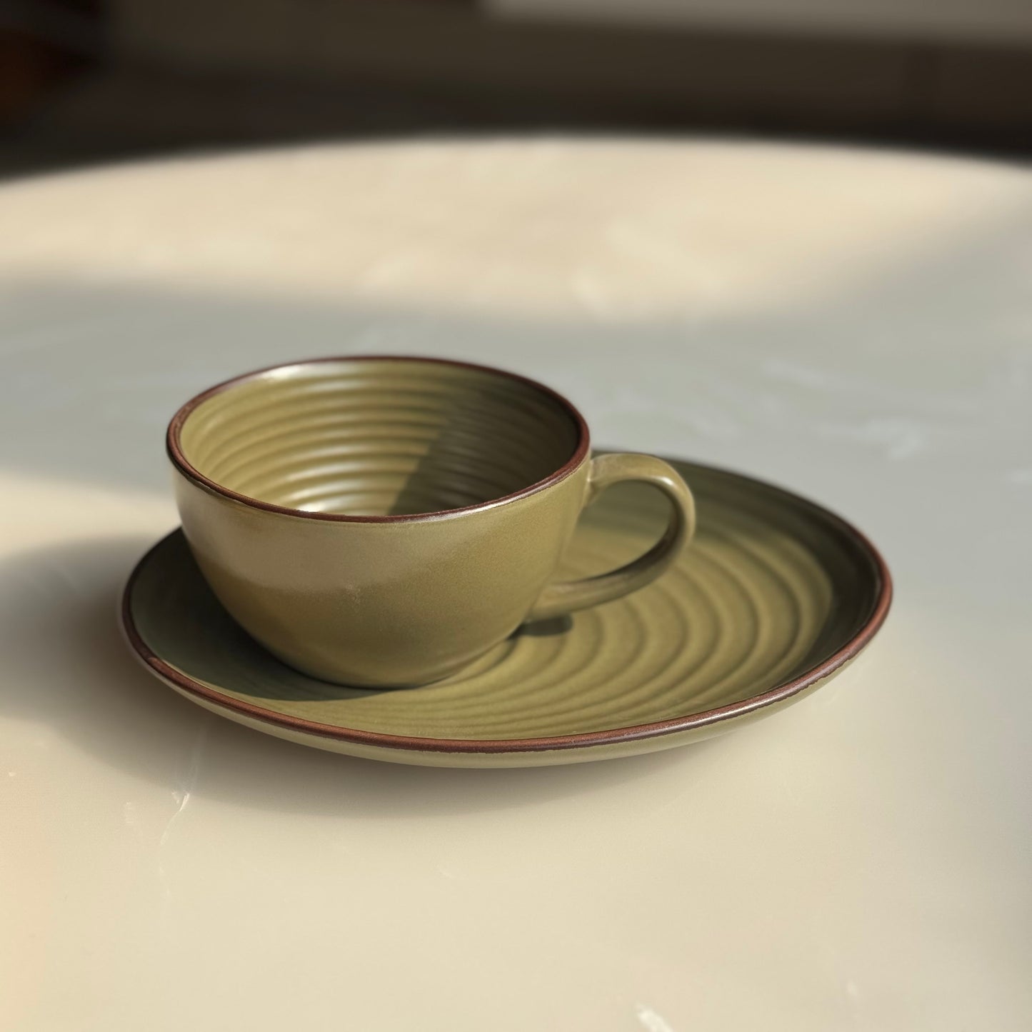 Patterned Ceramic Cup & Saucer Set