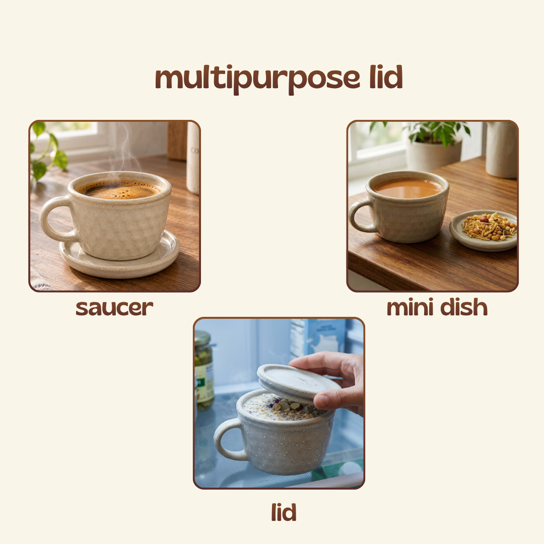 Ceramic Soup Cup with Multi-functional Lid & Saucer