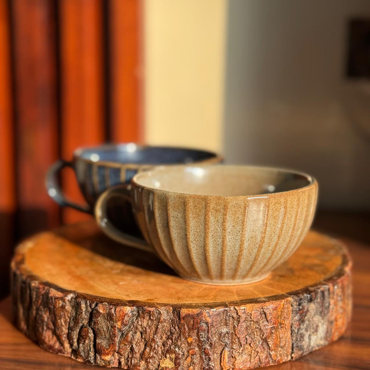 Set of 2 Ridge Glaze Barista Cups