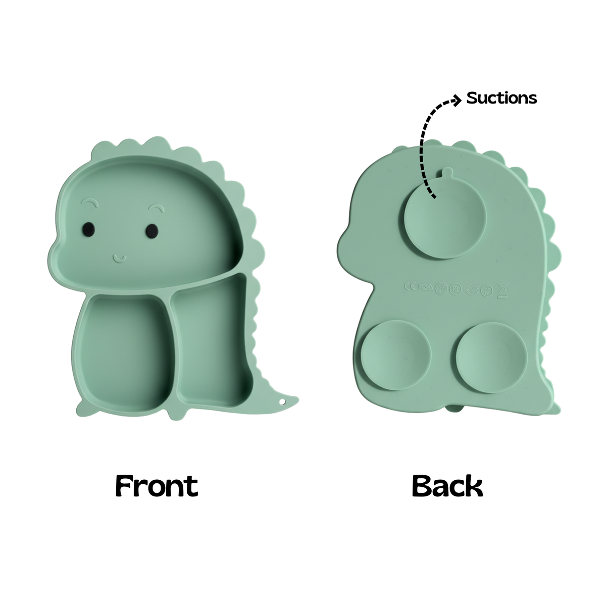 Green Dino Baby's Meal Set | 9 piece silicone meal set for babies and toddlers