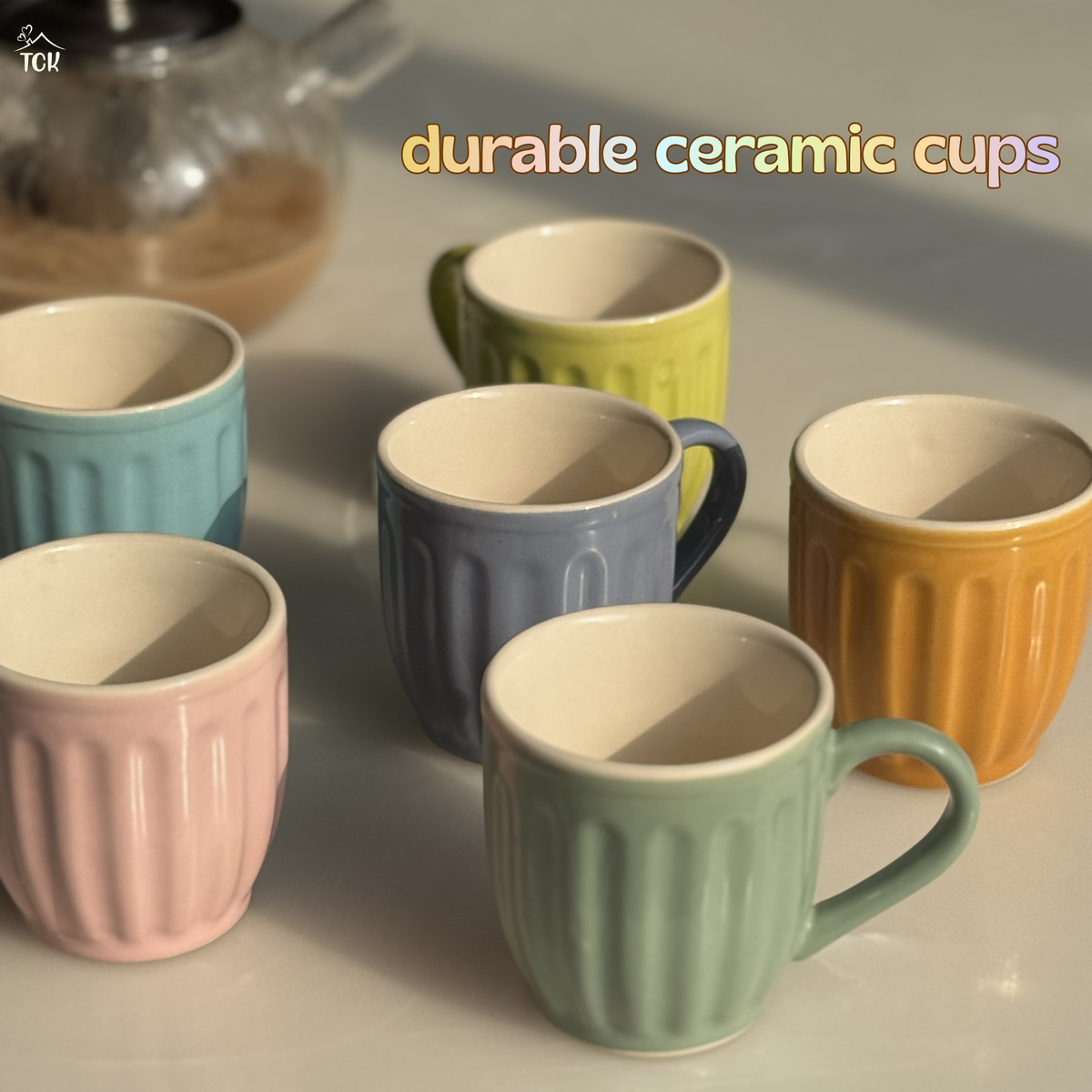 Ribbed Ceramic Pastel Cups