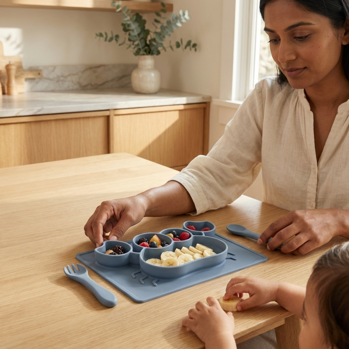 Meal Time Set | Soft Silicone Meal Plate with Animal Shapes for Kids