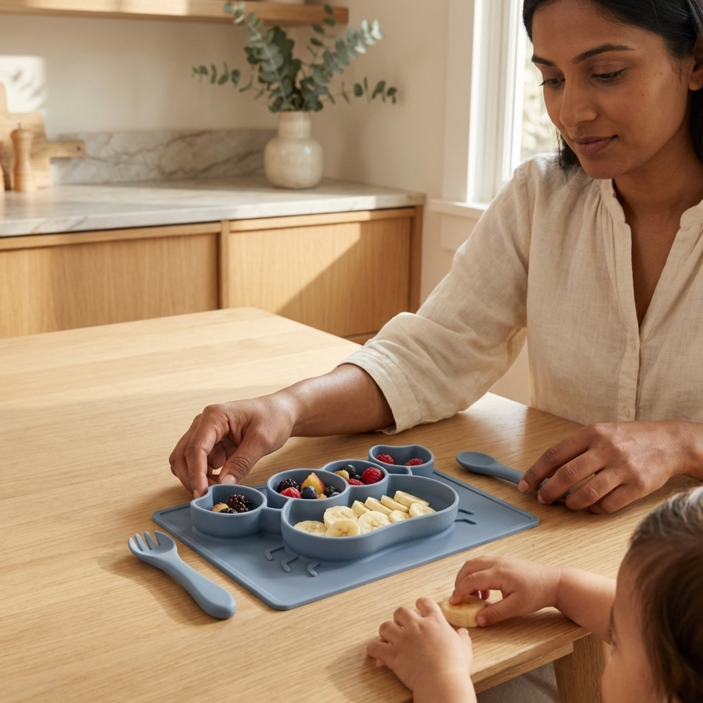 Meal Time Set | Soft Silicone Meal Plate with Animal Shapes for Kids