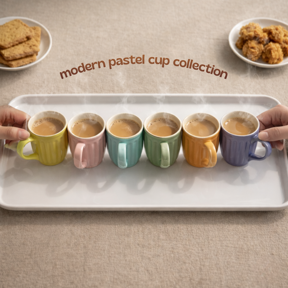 Ribbed Ceramic Pastel Cups