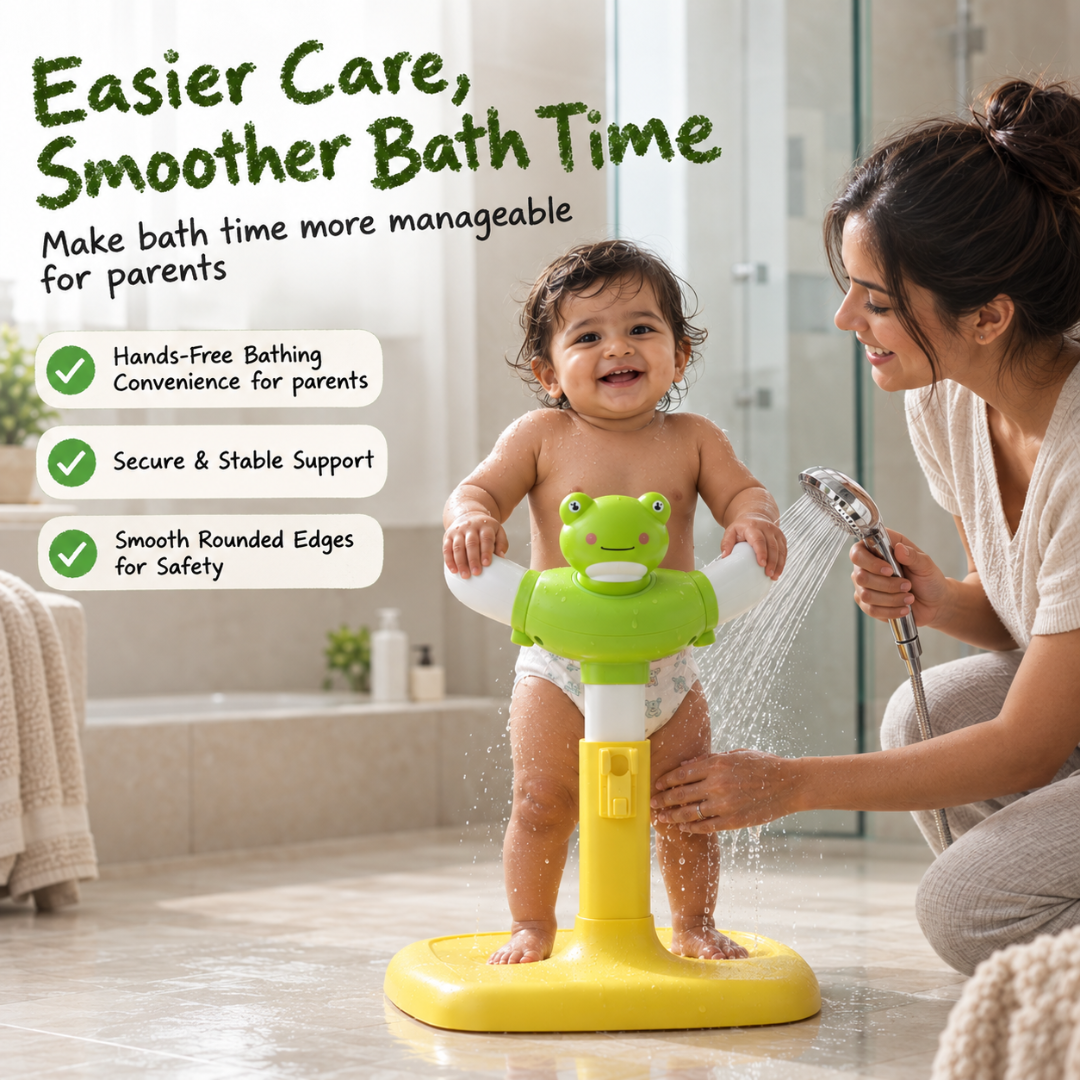 Baby Bath Stand for Kids & Toddlers | Adjustable Height & Width | Frog & Duck