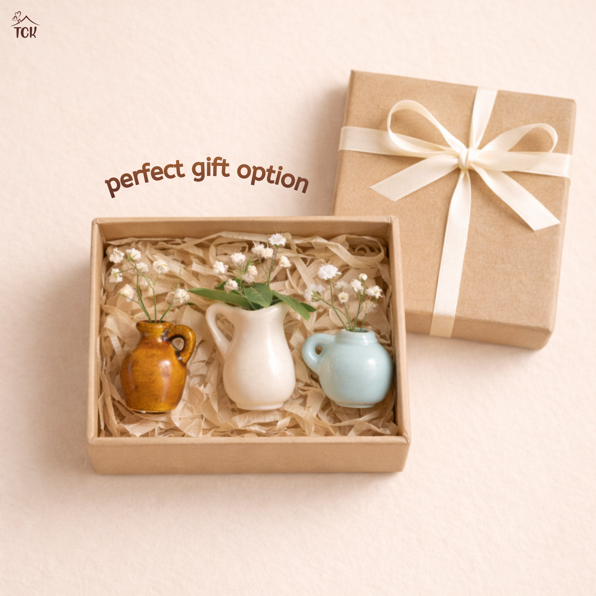 Set of 3 Mini Ceramic Vase Fridge Magnets