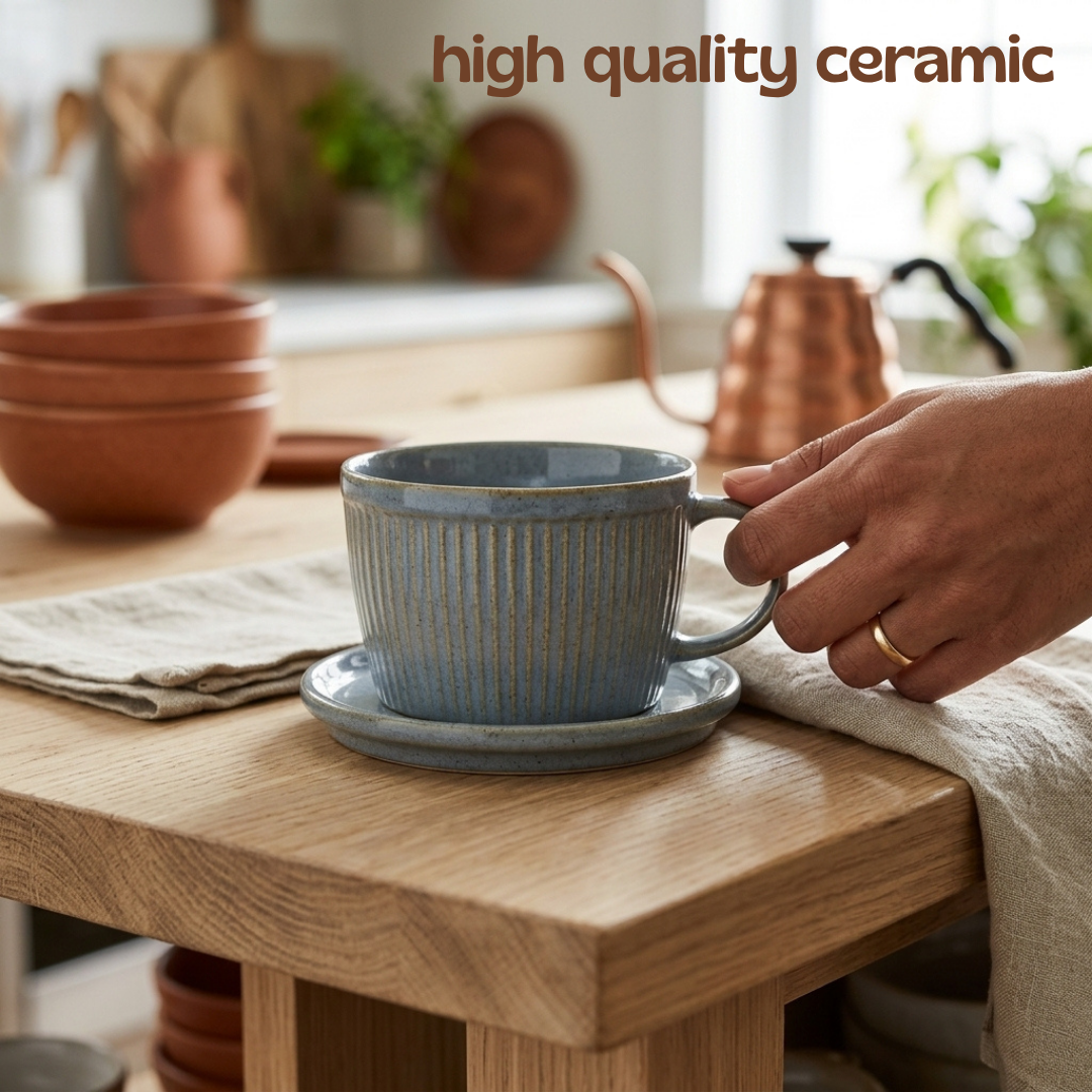 Ceramic Soup Cup with Multi-functional Lid & Saucer