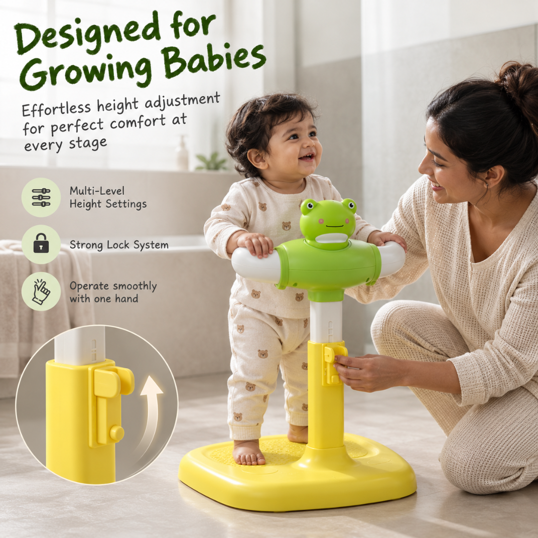 Baby Bath Stand for Kids & Toddlers | Adjustable Height & Width | Frog & Duck