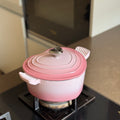 Heart-Shaped Enamel Cast Iron Dutch Oven with Lid | Pink and Purple