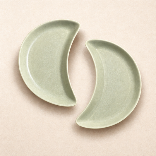 Set of 2 Crescent Moon Dessert Plates