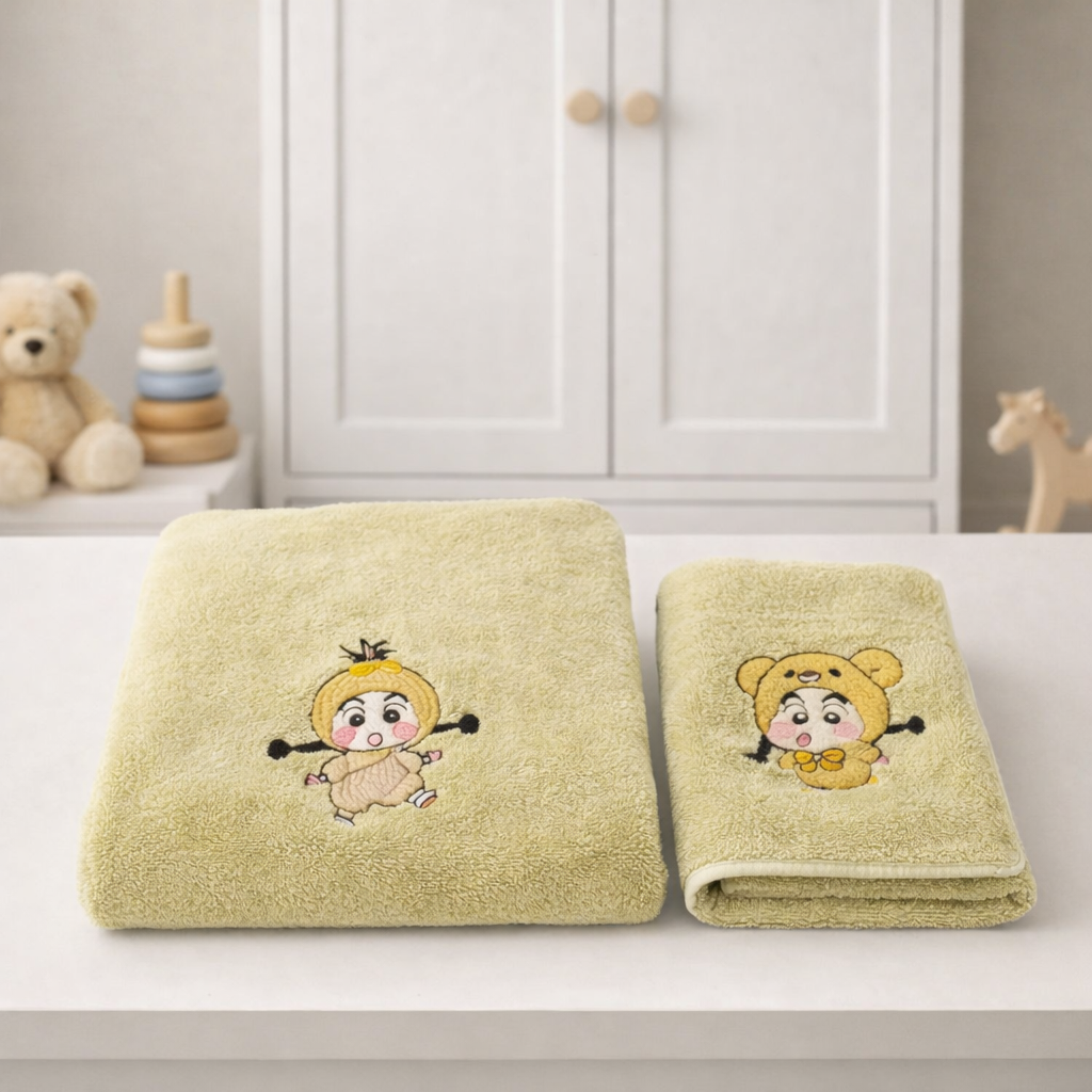 Microfiber Baby & Toddler Shinchan Towels | Set of 2 | Hand towel and Bath Towel | Daily use & Gifting