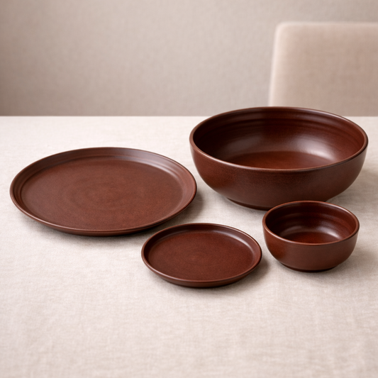 Matte Brown Ceramic Dinner Set