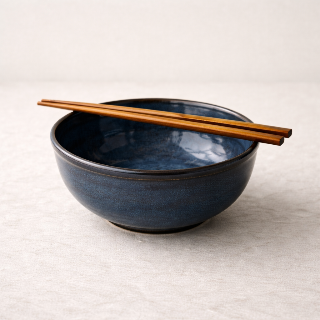 Deep Blue Glazed Ceramic Ramen Bowls🍜