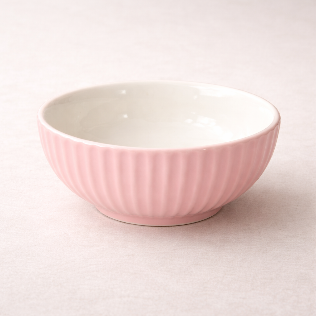 Set of 2 Ribbed Ceramic Bowls