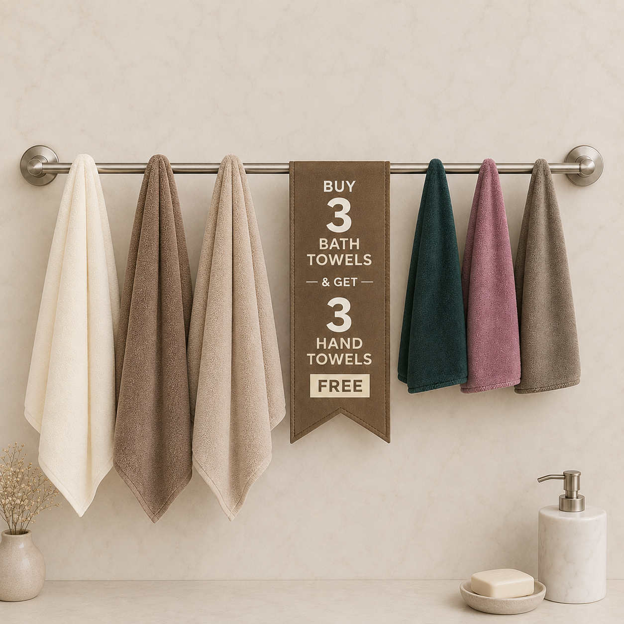 Bath Towel - Neutral | Soft Microfibre Neutral Colour Bath Towel | Free Face Towel