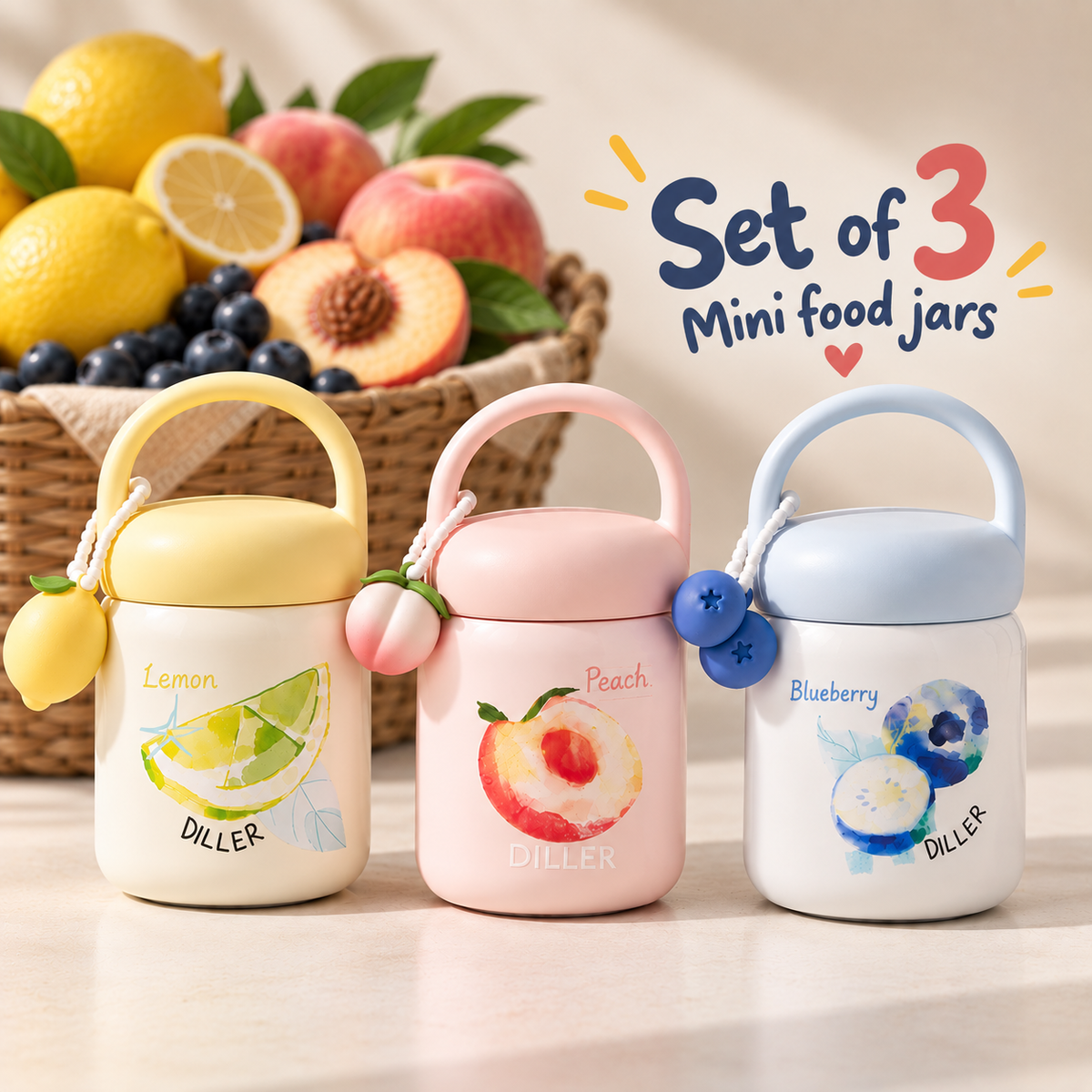 Fruit Charm Insulated 200ml Food Jar | Stores drinks and food