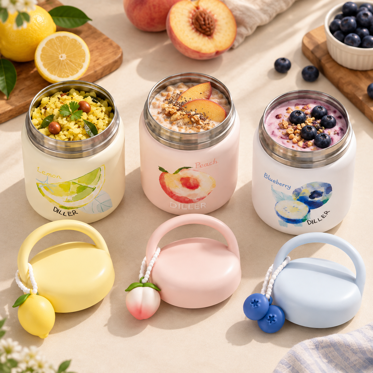 Fruit Charm Insulated 200ml Food Jar | Stores drinks and food