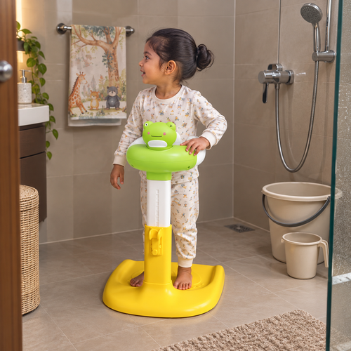 Baby Bath Stand for Kids & Toddlers | Adjustable Height & Width | Frog & Duck