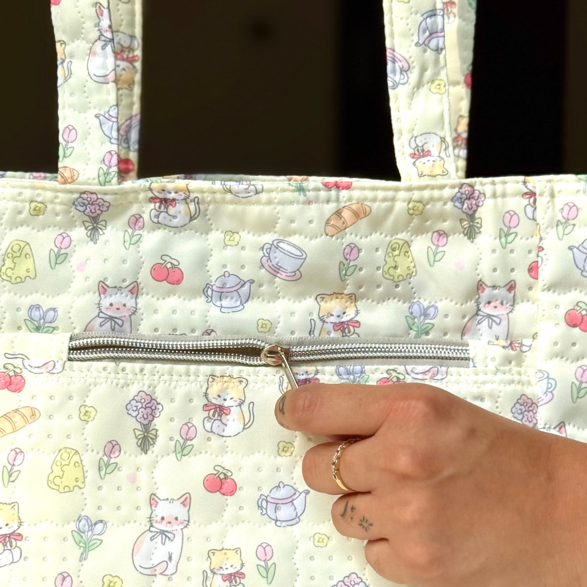 Mini Tote Bag | Quilted Water Resistant Tote Bag