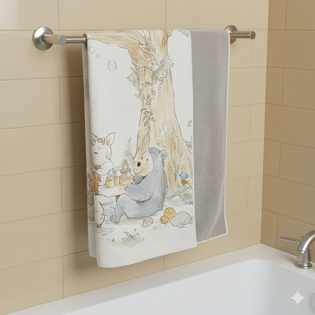 Jungle Picnic Baby Towel | Muslin and Microfibre Bath Towel for babies and toddlers