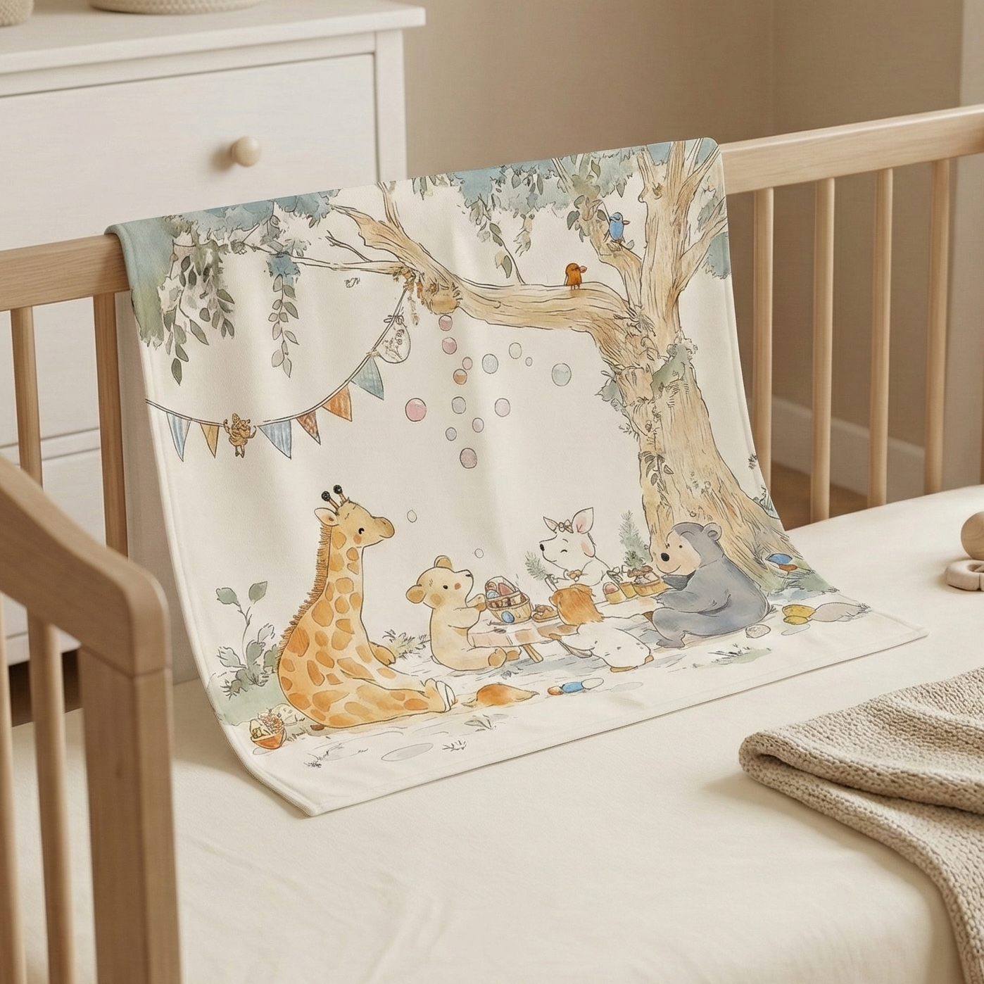 Jungle Picnic Baby Towel | Muslin and Microfibre Bath Towel for babies and toddlers