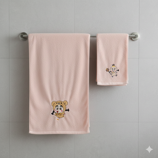Microfiber Baby & Toddler Shinchan Towels | Set of 2 | Hand towel and Bath Towel | Daily use & Gifting