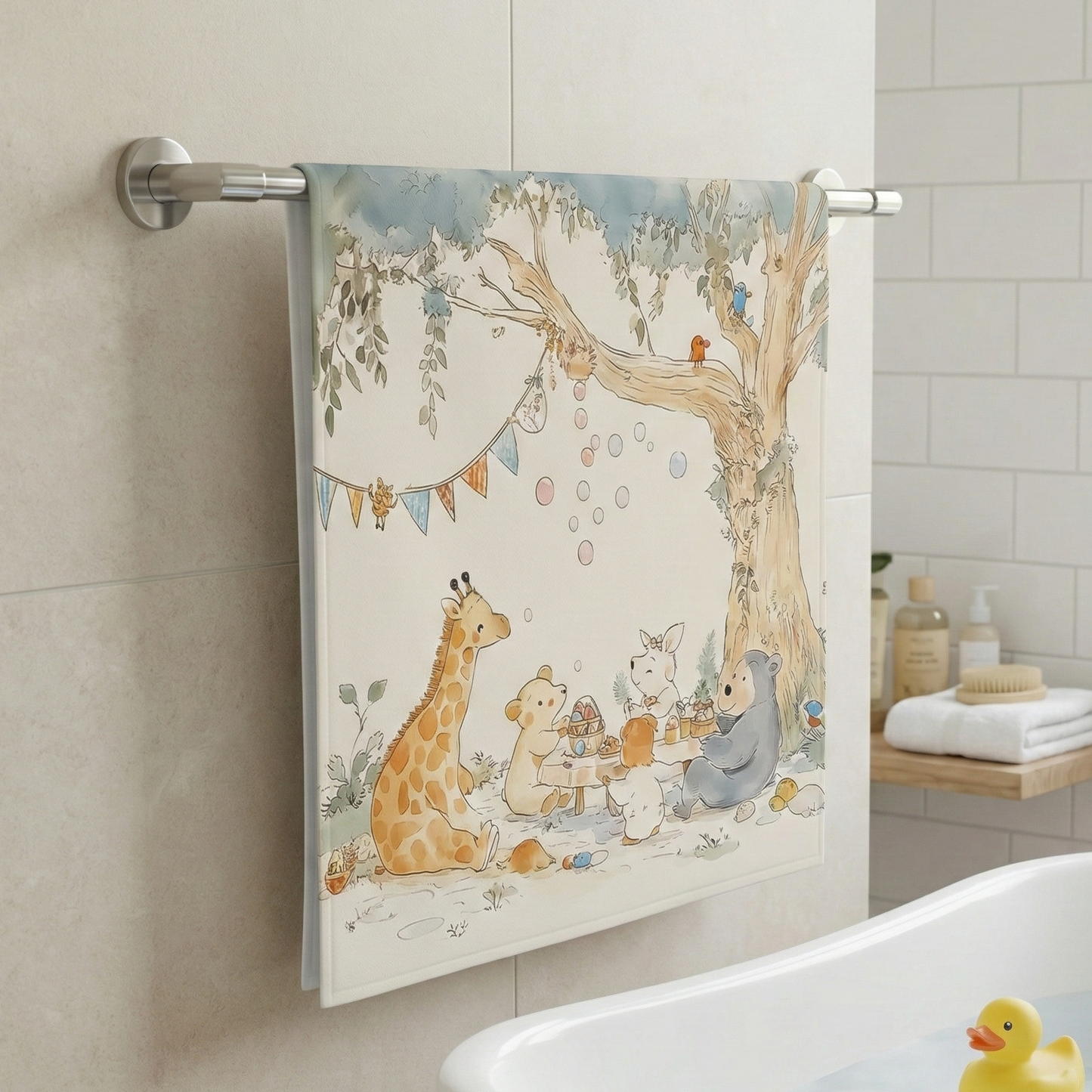 Jungle Picnic Baby Towel | Muslin and Microfibre Bath Towel for babies and toddlers