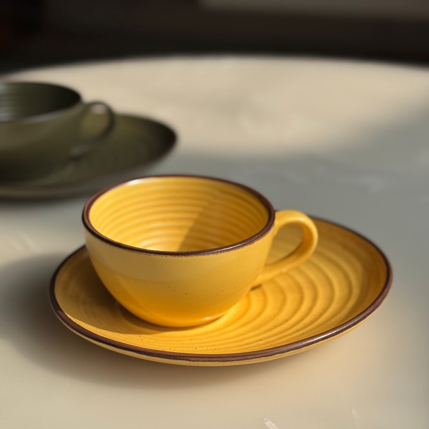 Patterned Ceramic Cup & Saucer Set