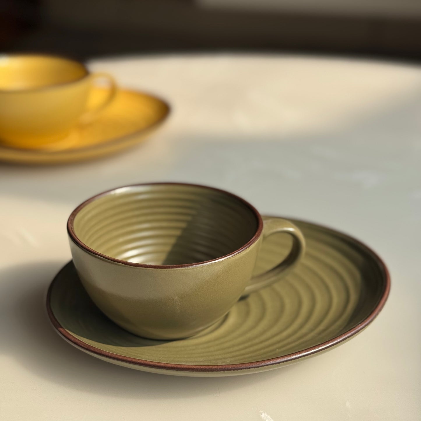 Patterned Ceramic Cup & Saucer Set