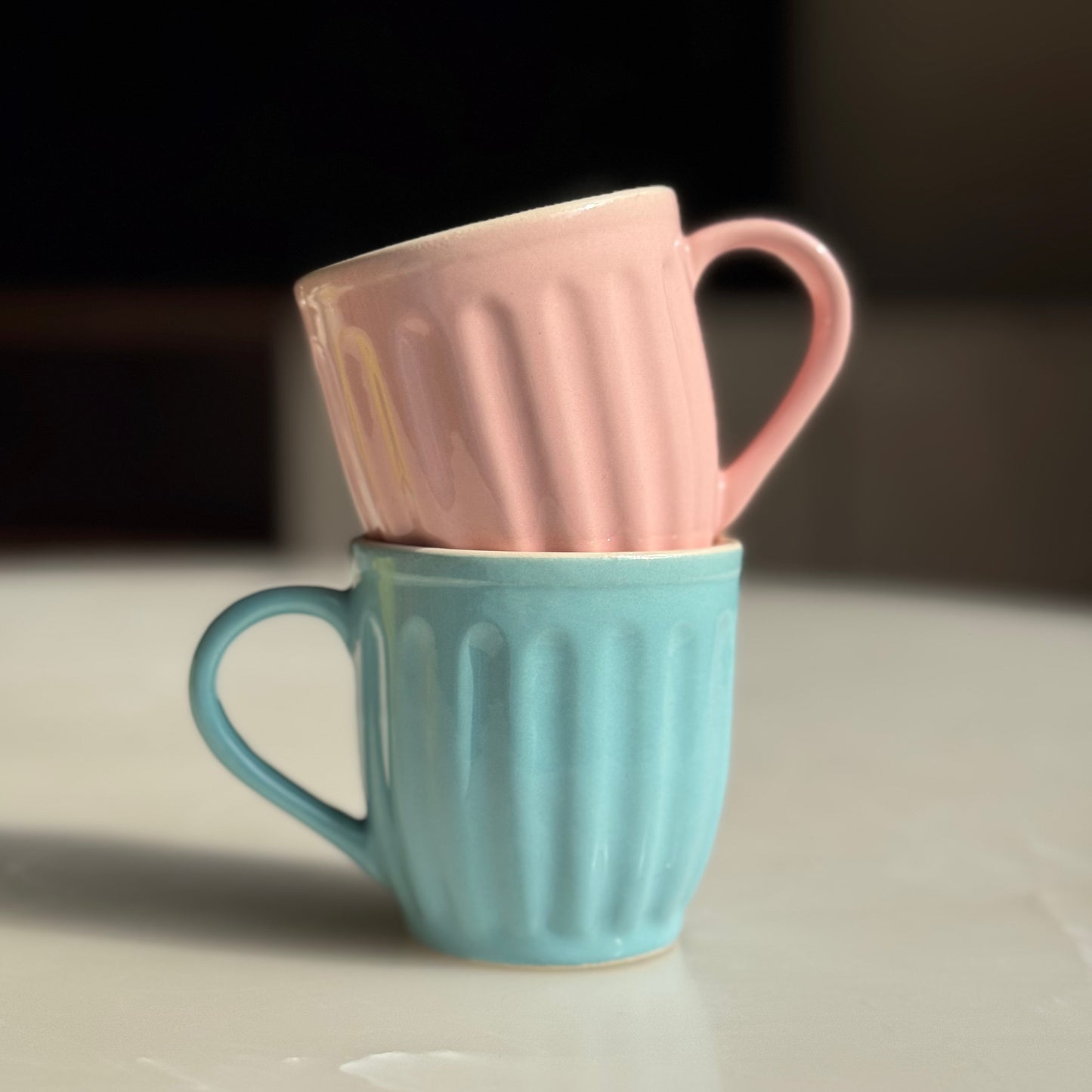 Ribbed Ceramic Pastel Mugs