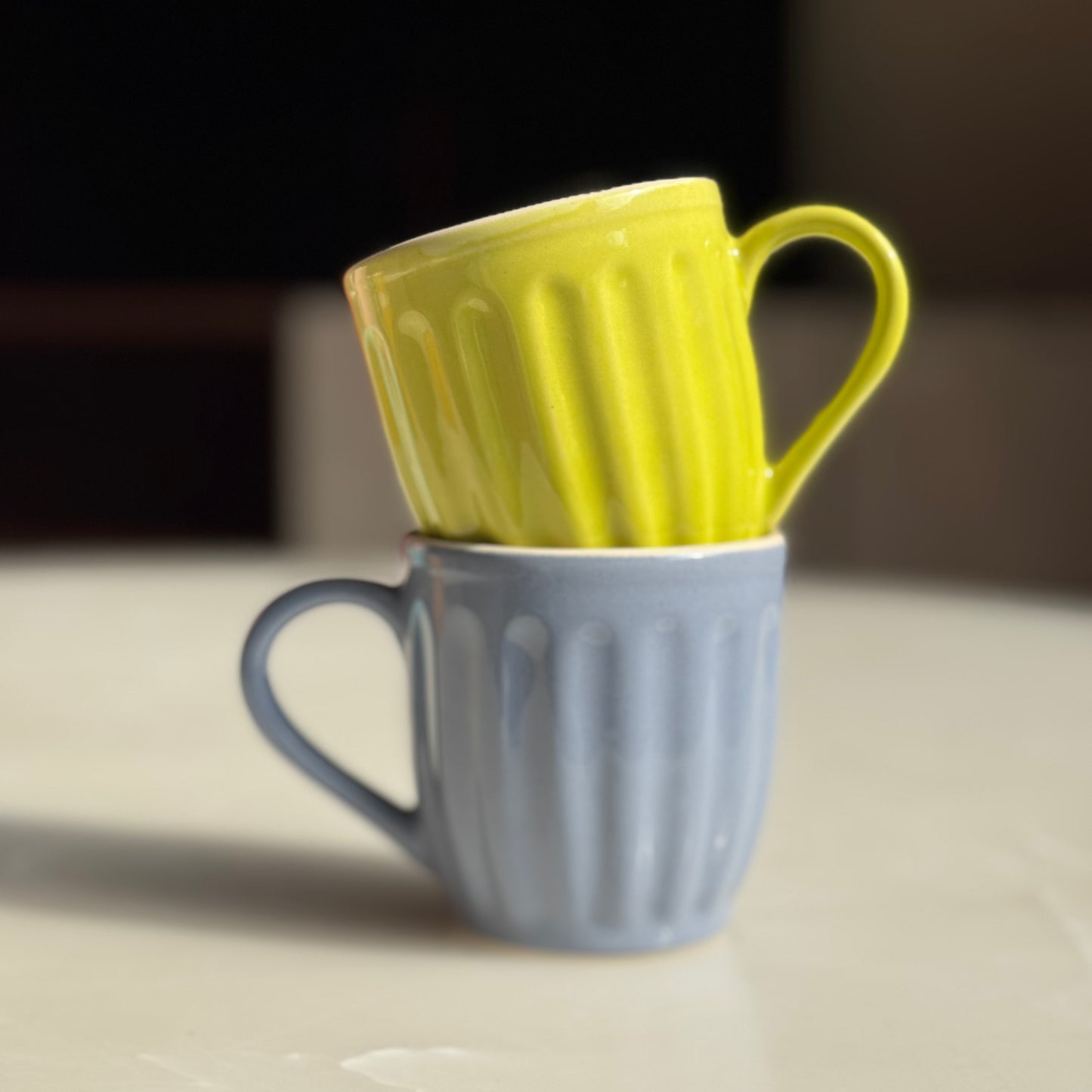 Ribbed Ceramic Pastel Mugs