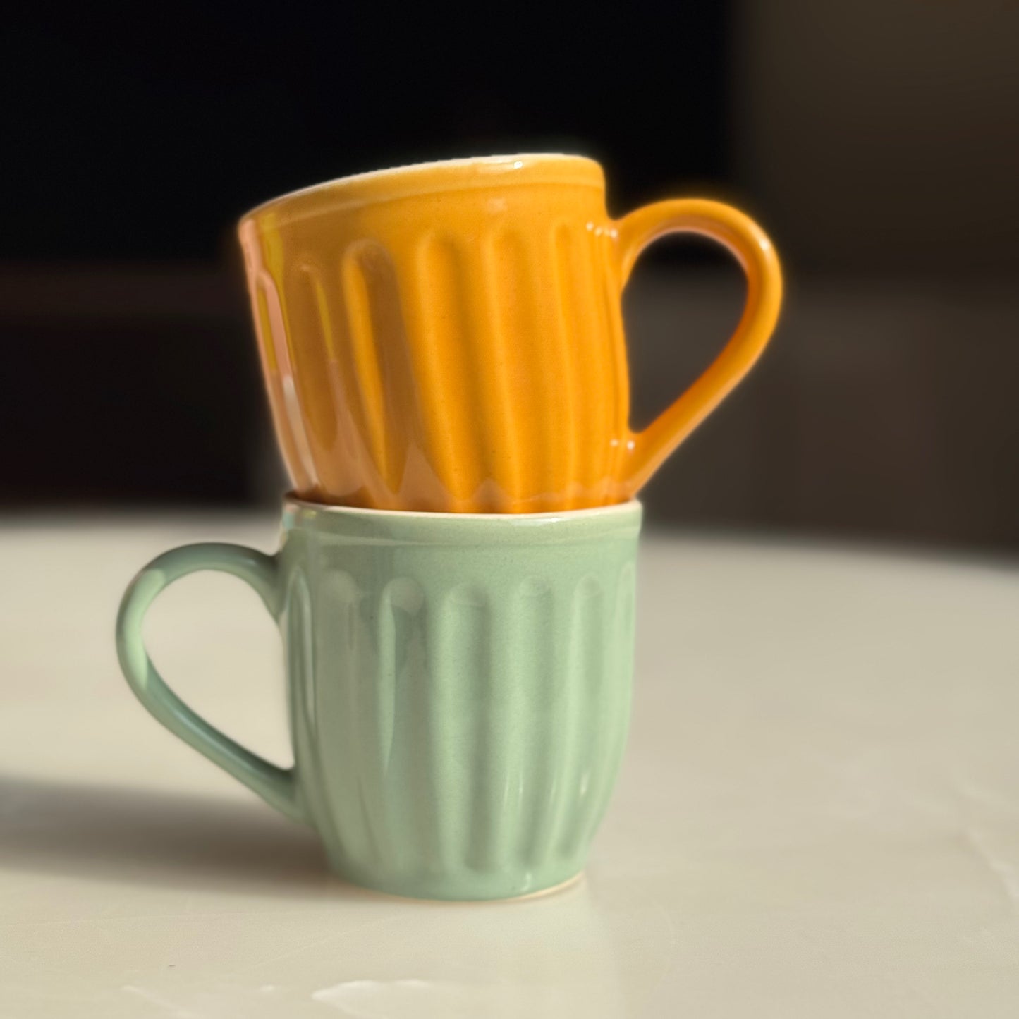 Ribbed Ceramic Pastel Mugs
