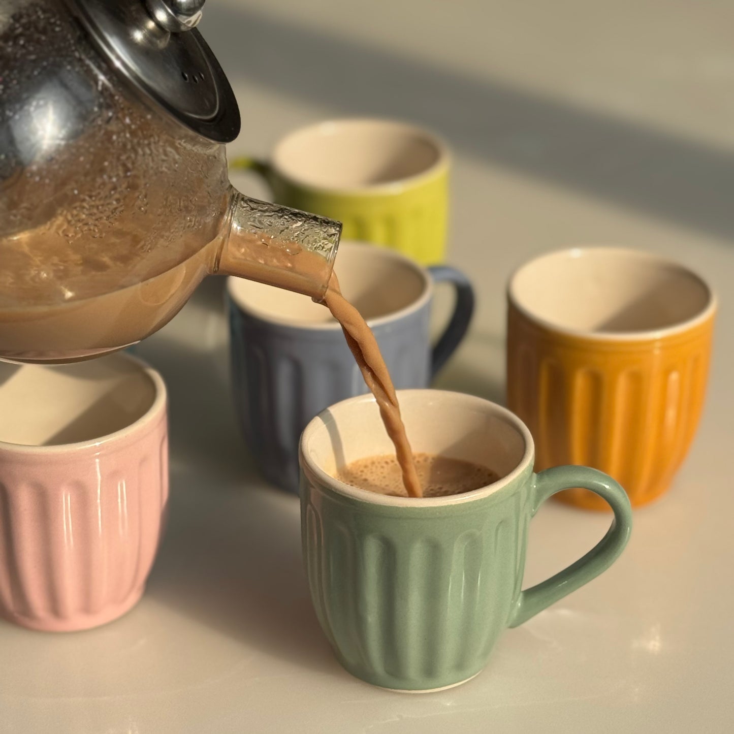 Ribbed Ceramic Pastel Mugs