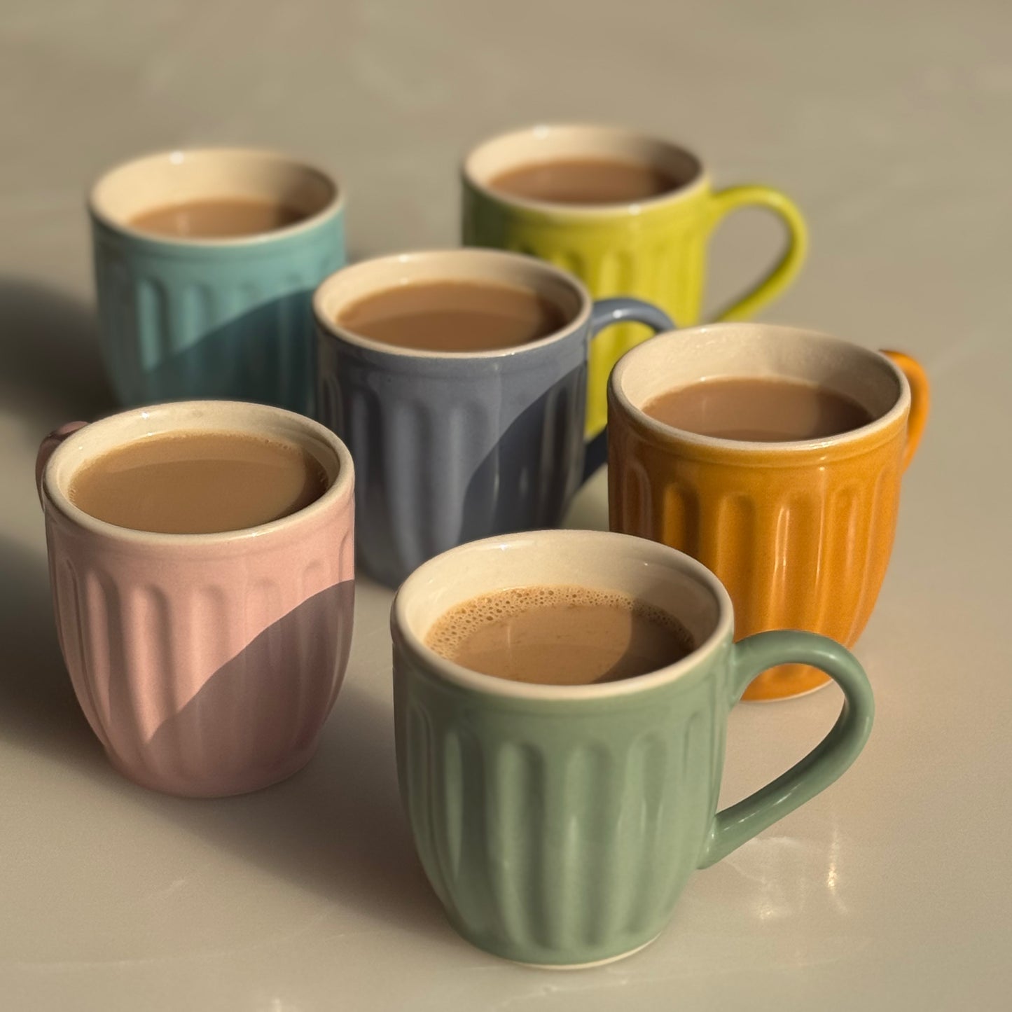 Ribbed Ceramic Pastel Mugs