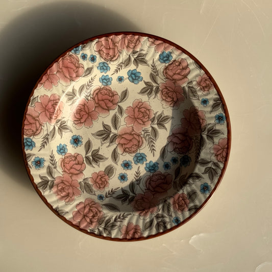 Floral Printed Ceramic Pasta Bowl