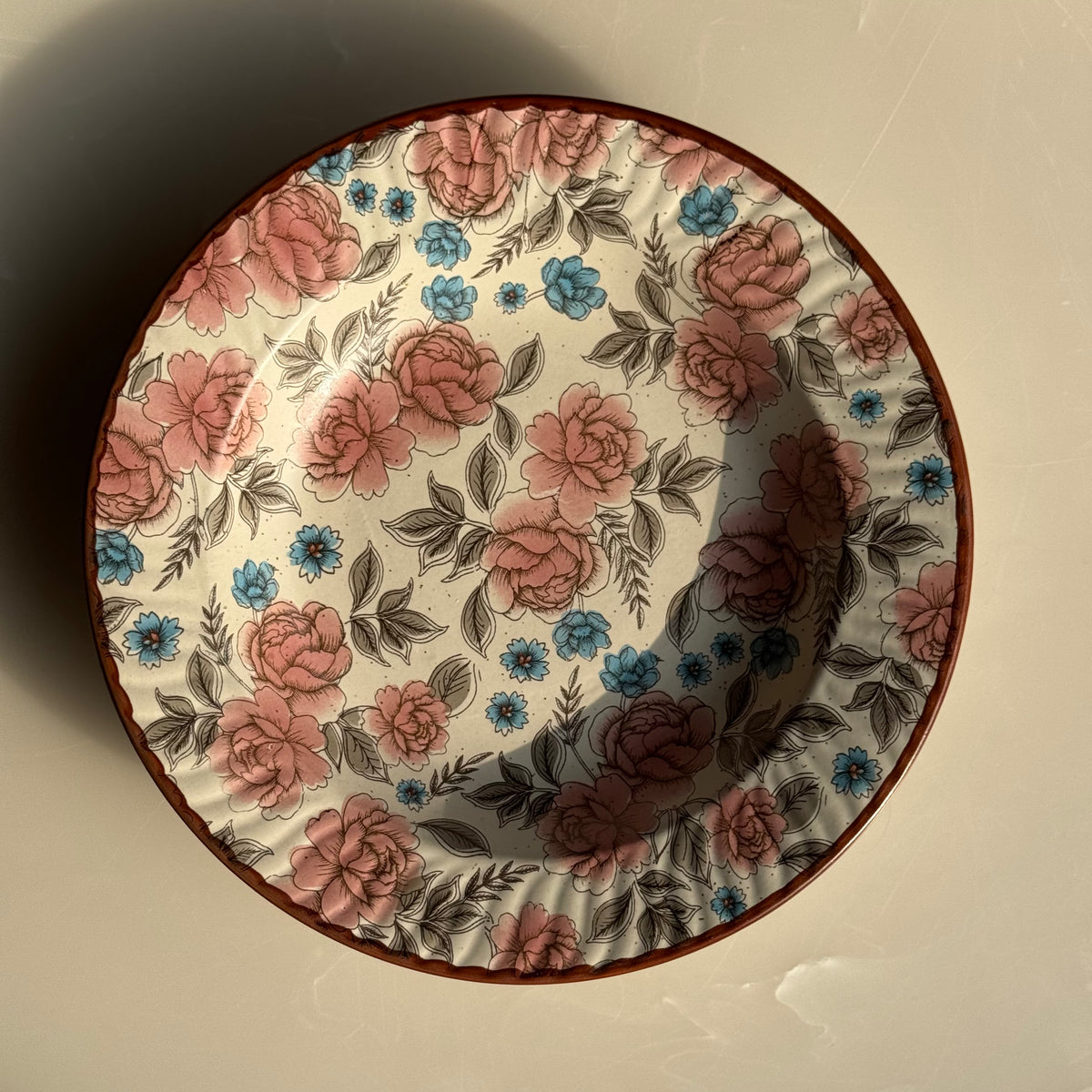 Floral Printed Ceramic Pasta Bowl