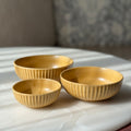 Set of 3 Textured Yellow Ceramic Bowls