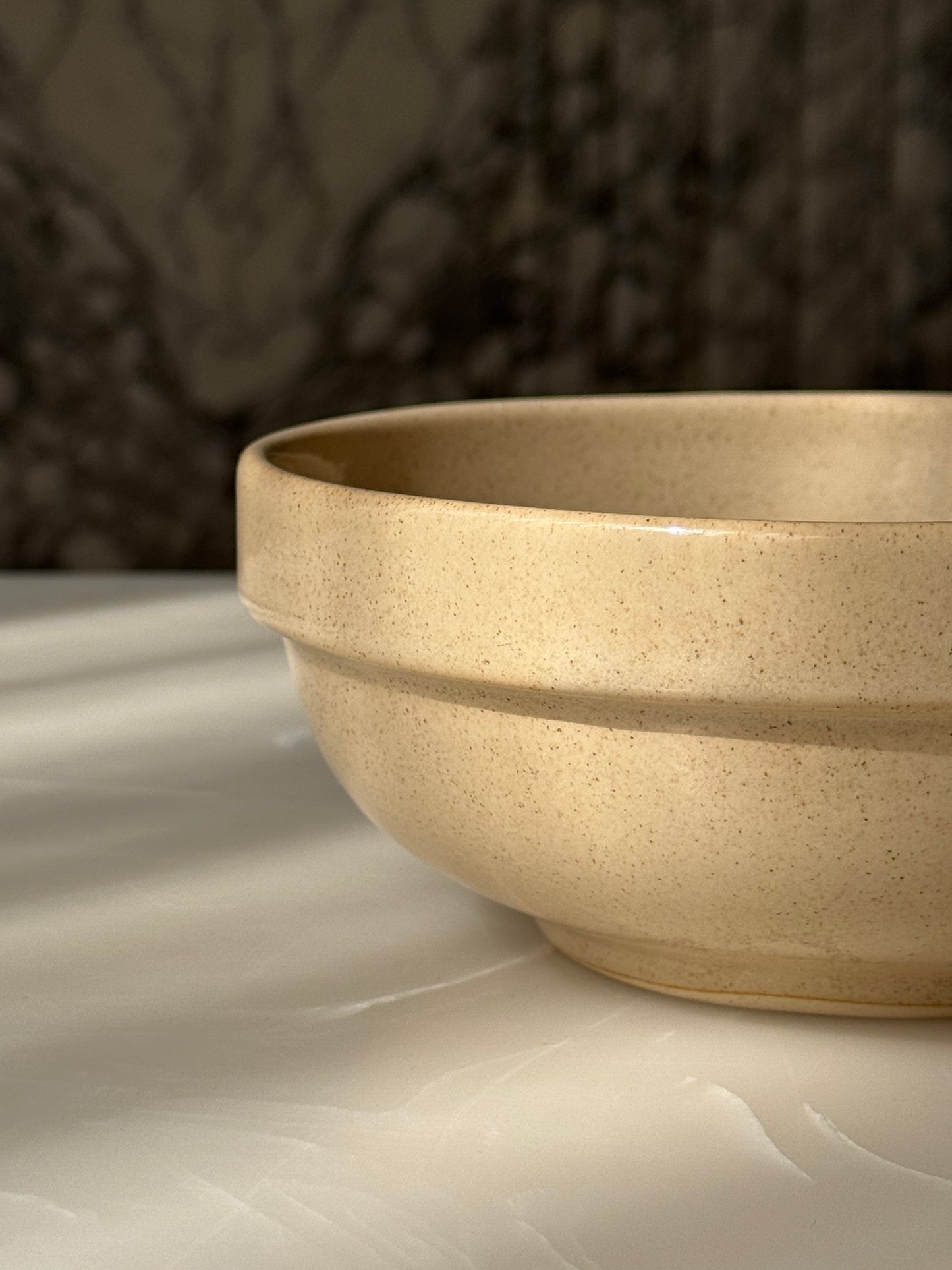 Ivory Speckled Collared Ceramic Bowls
