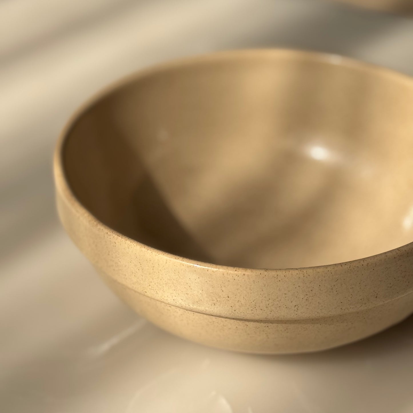 Ivory Speckled Collared Ceramic Bowls