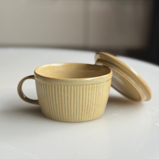 Ceramic Soup Cup with Multi-functional Lid & Saucer
