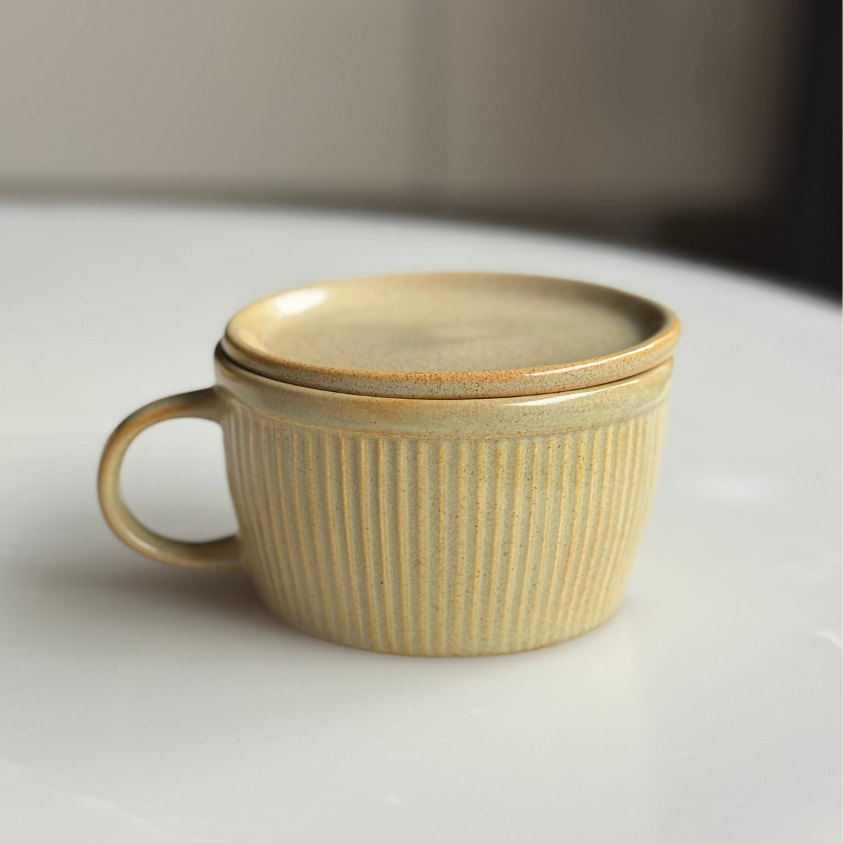 Ceramic Soup Cup with Multi-functional Lid & Saucer