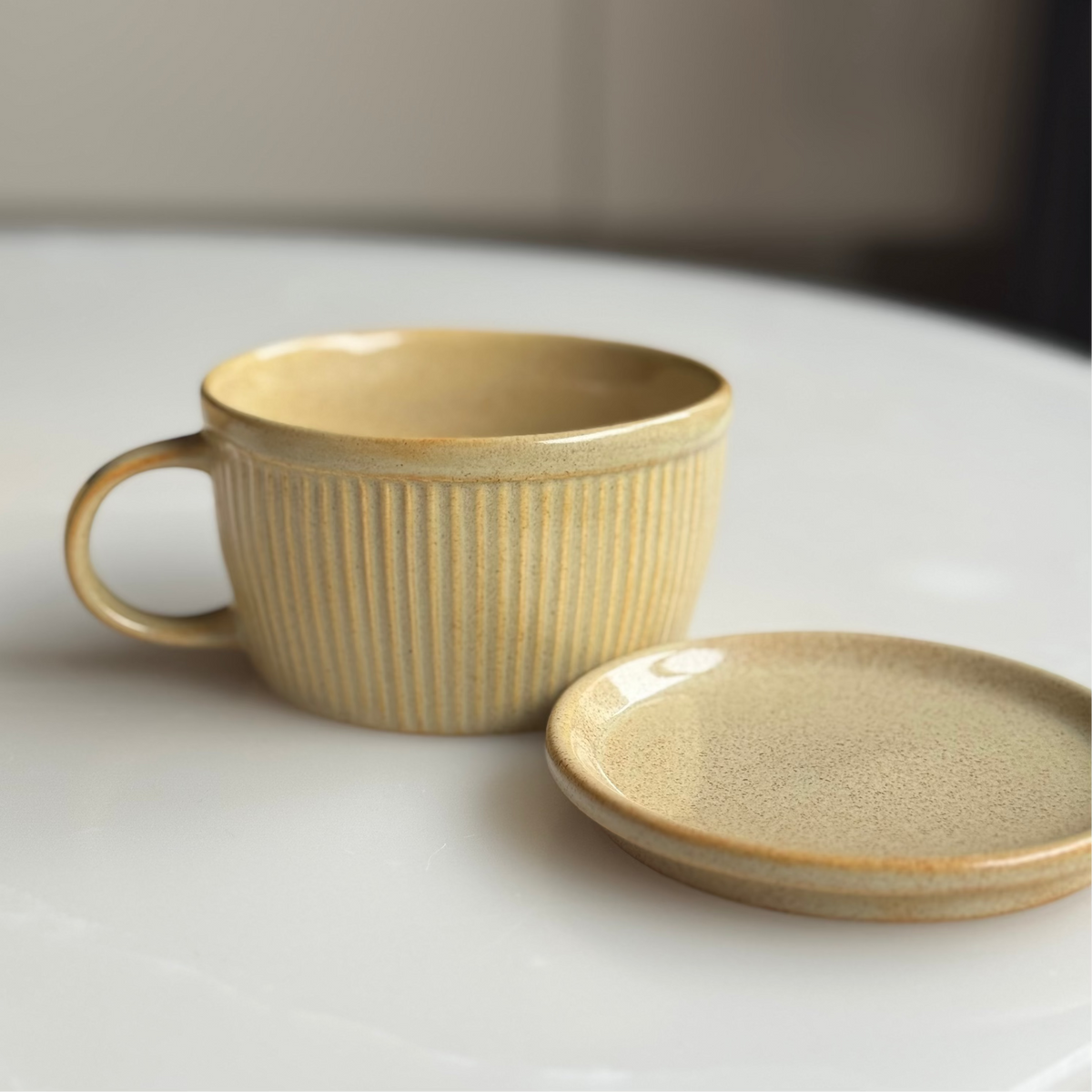Ceramic Soup Cup with Multi-functional Lid & Saucer